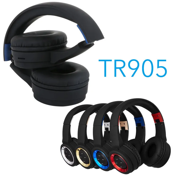 Nieuwe TR905 Bluetooth-hoofdtelefoon Sportondersteuning TF FM-radio voor iPhone Xiaomi Computer Beste hoofdtelefoon Draadloos met MIC