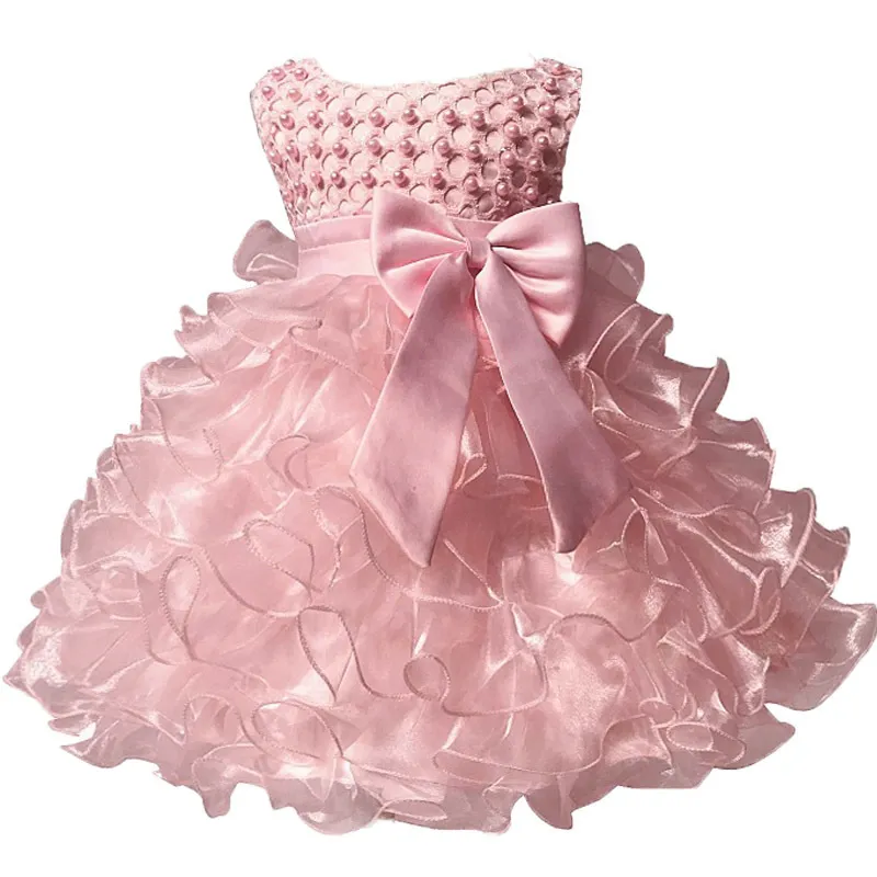 Baby Kids Pearl Princess Baptism Party Tutu Dress For Girls Infant Girl's Christening Birthday Dress Toddler Carnival Vestidos Y19061101