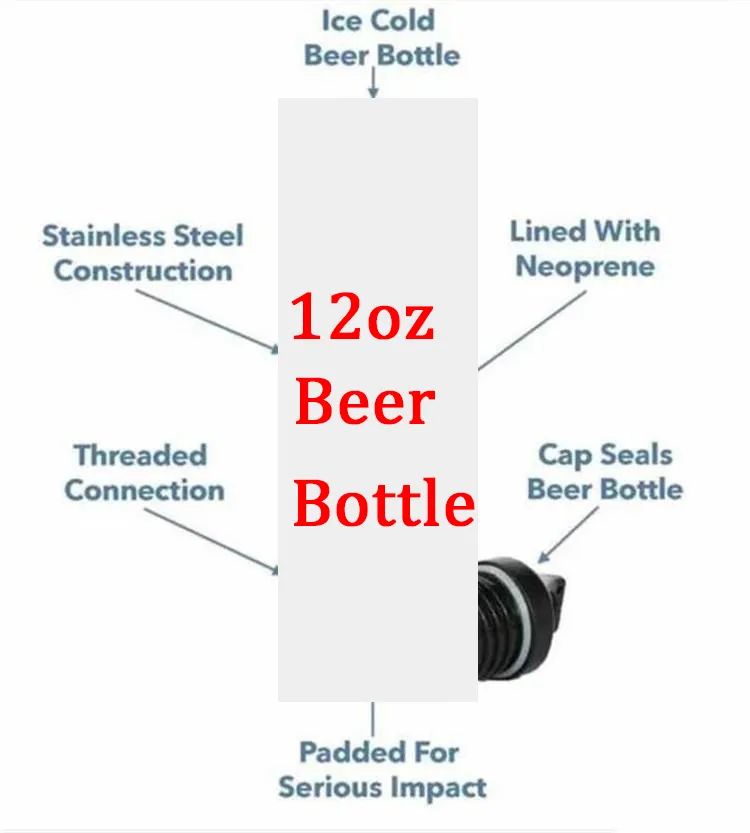 Bottiglia di birra Armatura Koozie Bottiglia di armatura in acciaio inossidabile Koozie Isolante con apribottiglie DHL FEDEX gratuito
