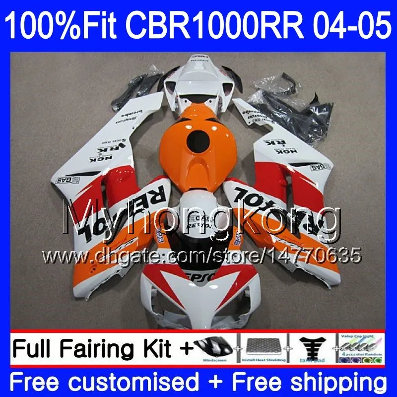 Iniezione + serbatoio per HONDA CBR 1000RR 04-05 Repsol White hot CBR 1000 RR 2004 2005 275HM.51 CBR1000 RR CBR1000RR 04 05 Kit carenature OEM