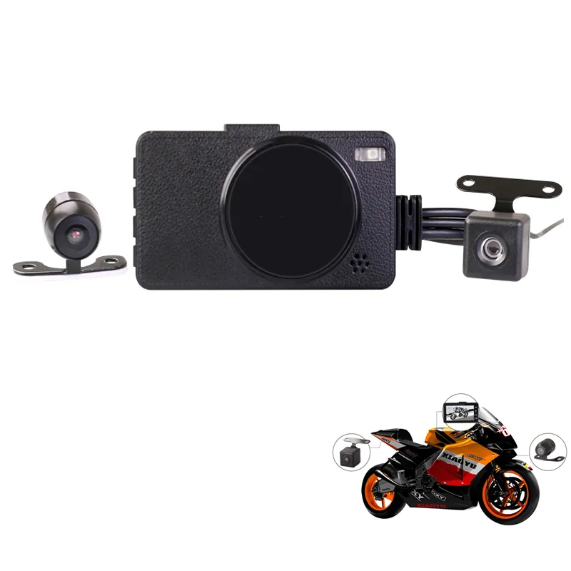 Nowy 3-calowy motocykl LCD DVR DVR Dual Cameras Mini 720P Kamera Wodoodporna nagrywarka wideo z kamerą G-Sensor 140 stopni szerokokątna