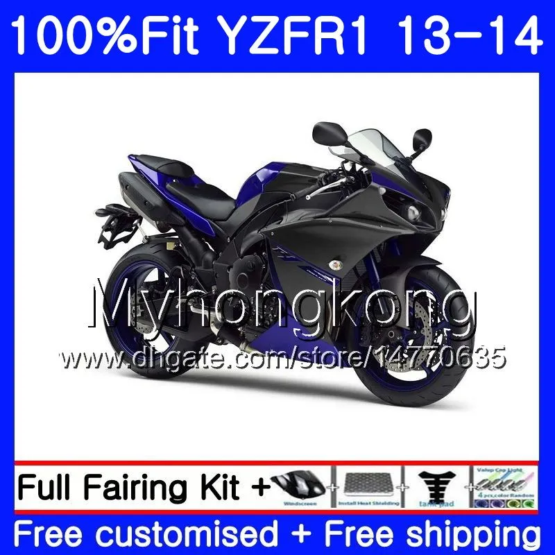 Corps d'injection noir bleu foncé pour YAMAHA YZF 1000 YZF R 1 YZF1000 YZF R1 13 14 242HM.26 YZF-1000 YZF-R1 YZFR1 2013 2014 Kit de carénage complet