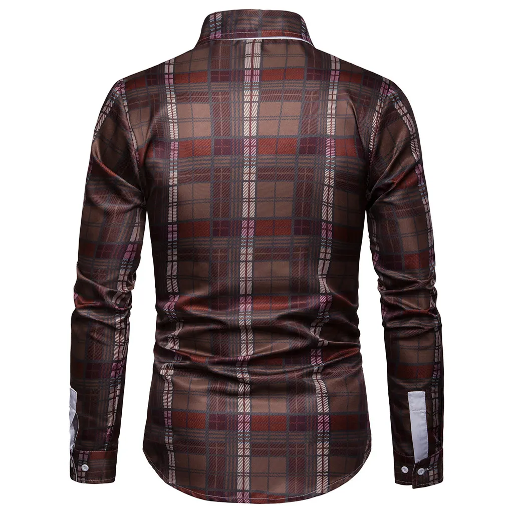 Nuevo Hombre A Cuadros De Manga Larga Slim Fit Camisas Moda Para