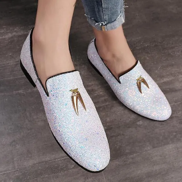 Men's White Italian Glitter PU Slip-On Loafers Pointed Toe Dress Shoes Size  37 to 48 from Dhgate Dress Shoes - price 65.66