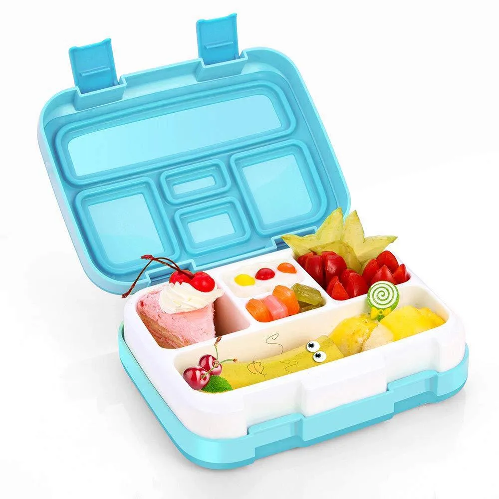 Square Silicone Plastic Divided Bento Box With Utensils, Portable  Microwaveable Lunch Box For Office Workers And Students