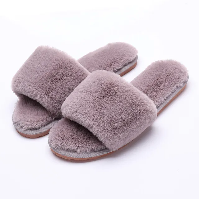 Womens Fur Slippers Winter Shoes Big Size Home Slippers Plush Pantufa Women Indoor Warm Fluffy Terlik Cotton Shoes