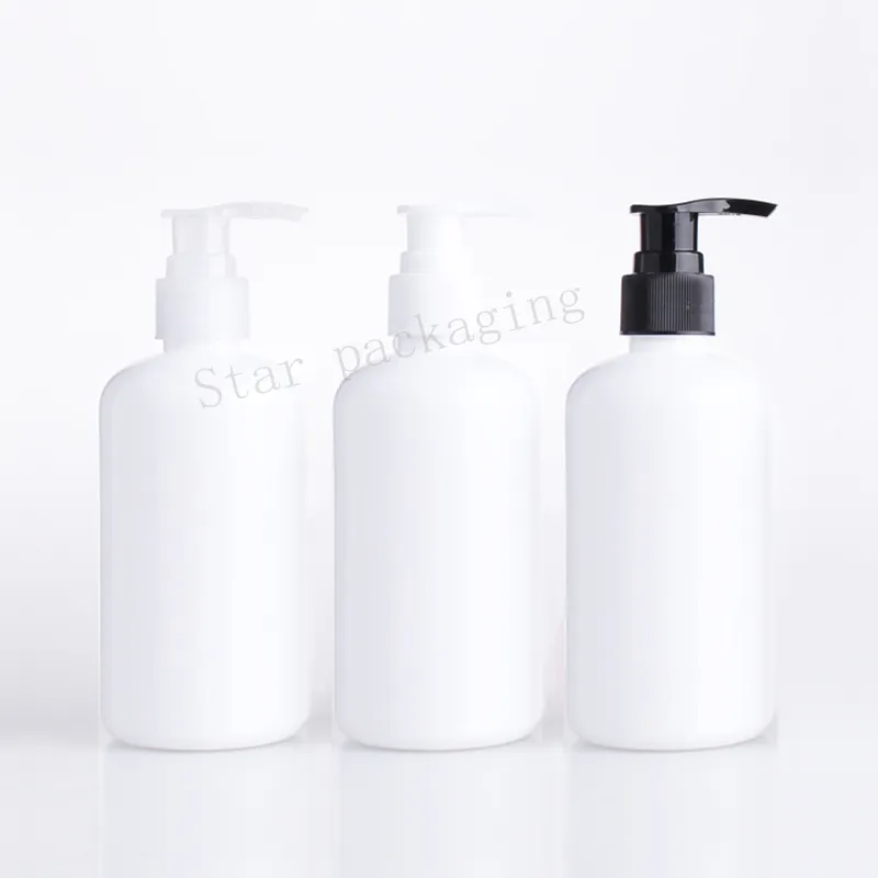 20 adet 250 ml Beyaz Yuvarlak Losyon Pompa Şişesi, Sıvı Sabunluk Ile Kozmetik Ambalaj Beyaz Şampuan Kapları