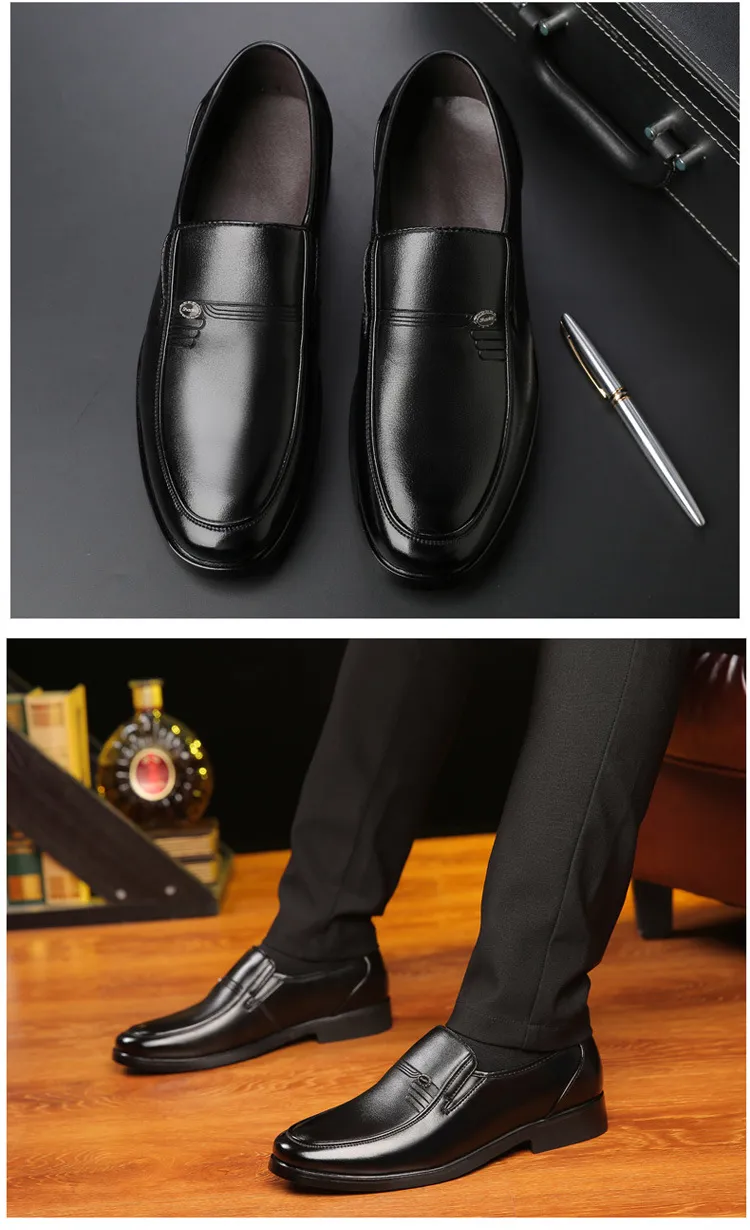 Big Size Men Sapatos de vestido de escritório Sapatos idosos dos dedos redondos homens oficiais de machos de negócios Male