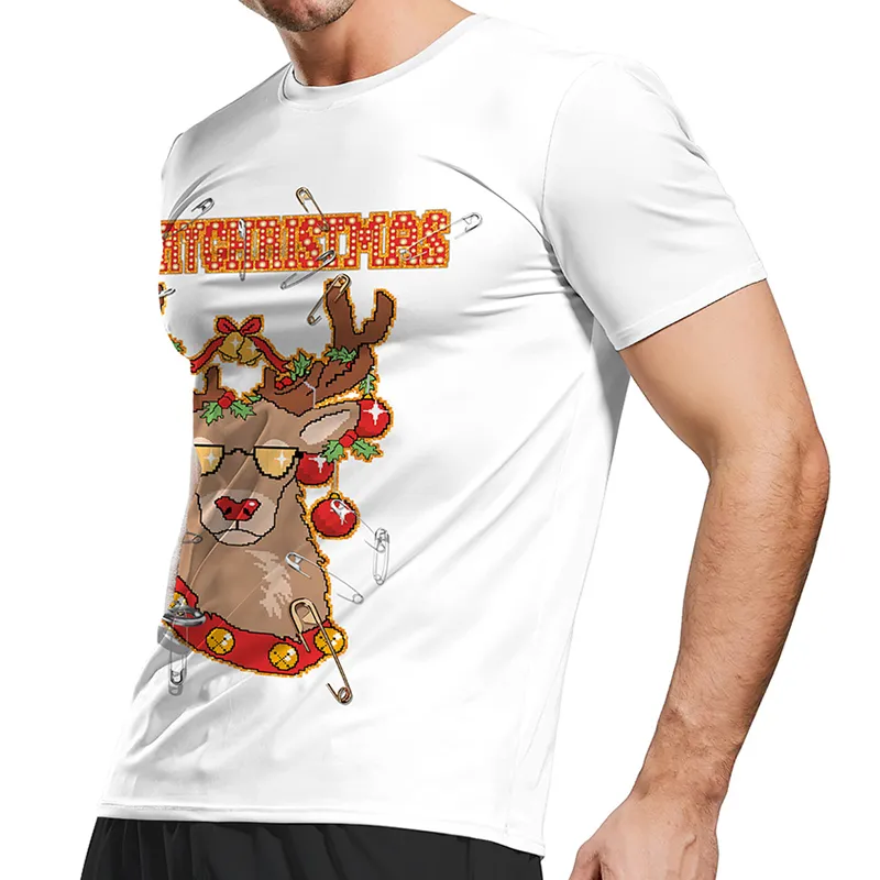 Mode 3D T-Shirts drucken Weihnachten Herren Damen T-Shirt Anime Kurzarm T-Shirts O-Ausschnitt Tops Cartoon T-Shirt 528 Weihnachtsgeschenk schwarz