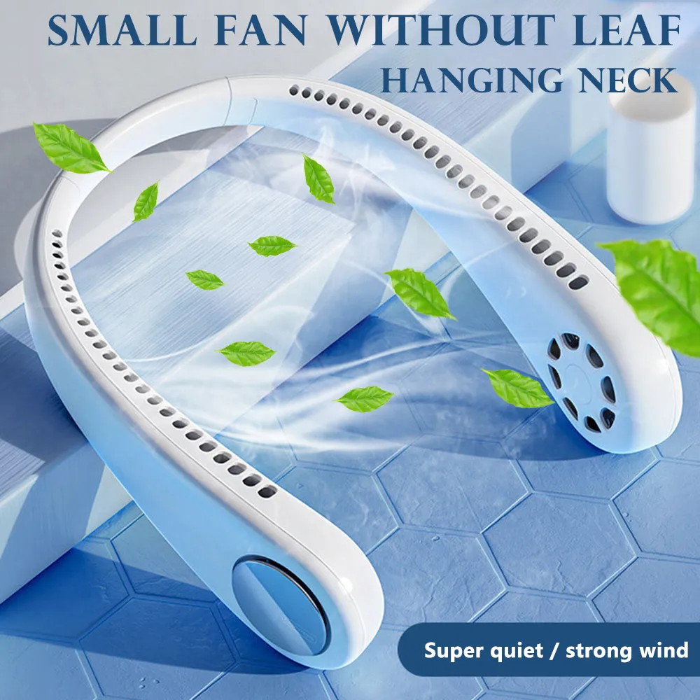 2000 mAh Portable Neck Bladeless Fan Mini Fan 3 Speed USB Rechargeable Quiet Hand Free Personal Fan Desk Adjustable Neckband