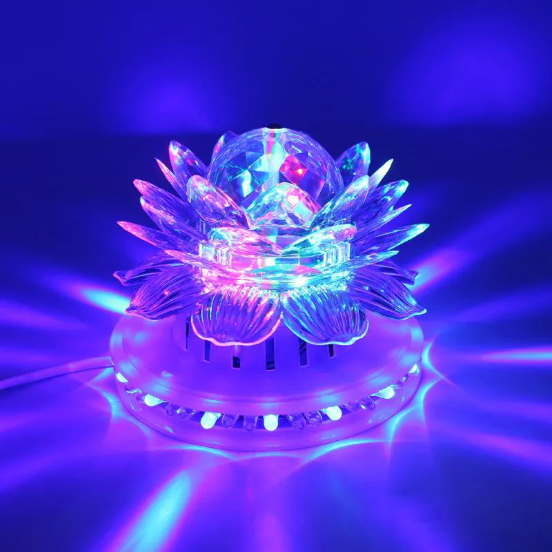 Lotus 효과 조명 자동 회전 11W LED RGB 크리스탈 무대 조명 51PCS 구슬 램프 가정 장식 DJ 디스코 바 최고의 선물