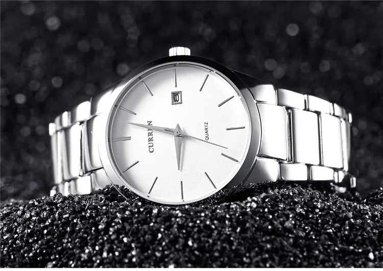 Curren Luxury Classic Fashion Business Men WatchesディスプレイQuartz-Watch Wwristwatchステンレス鋼の男性時計Reloj hombre2507