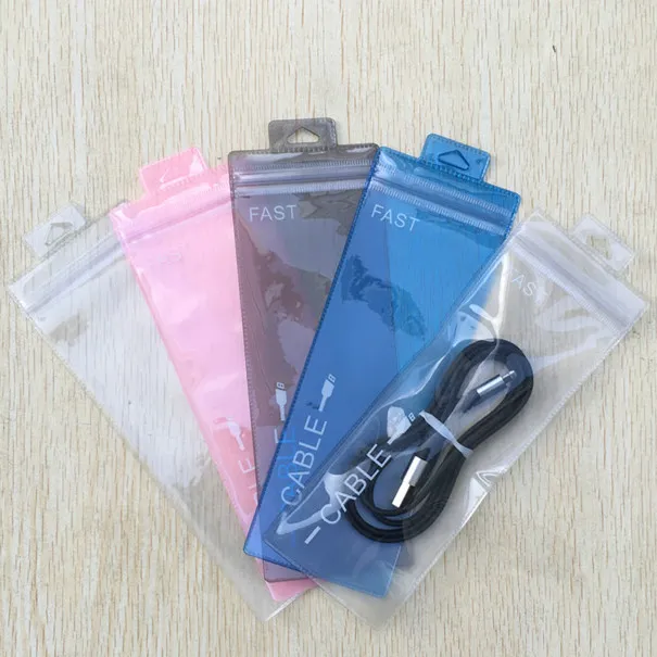 7x19.5 Clear Zipper Retail Plastic Packaging poly OPP sac Câble accessoires électroniques stylet stylo paquet sacs