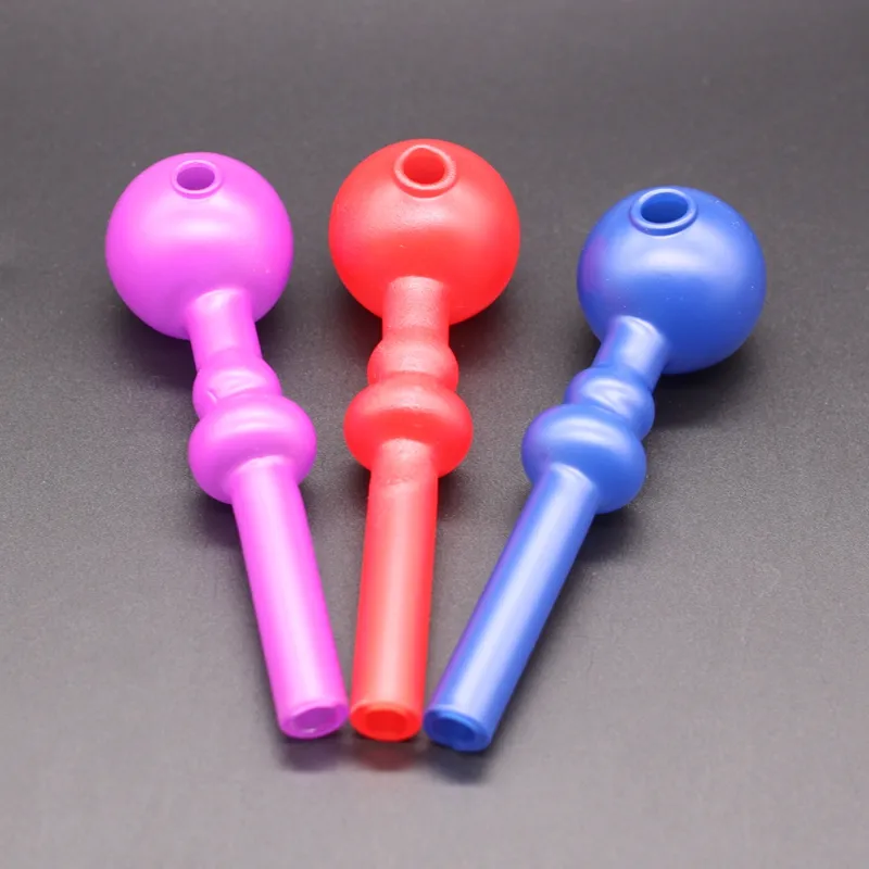 Newest design Color Discoloration Glass Spoon pipe 5 Inch Around length Smoking Hand tube For Tobacco Bongs Dab Rigs