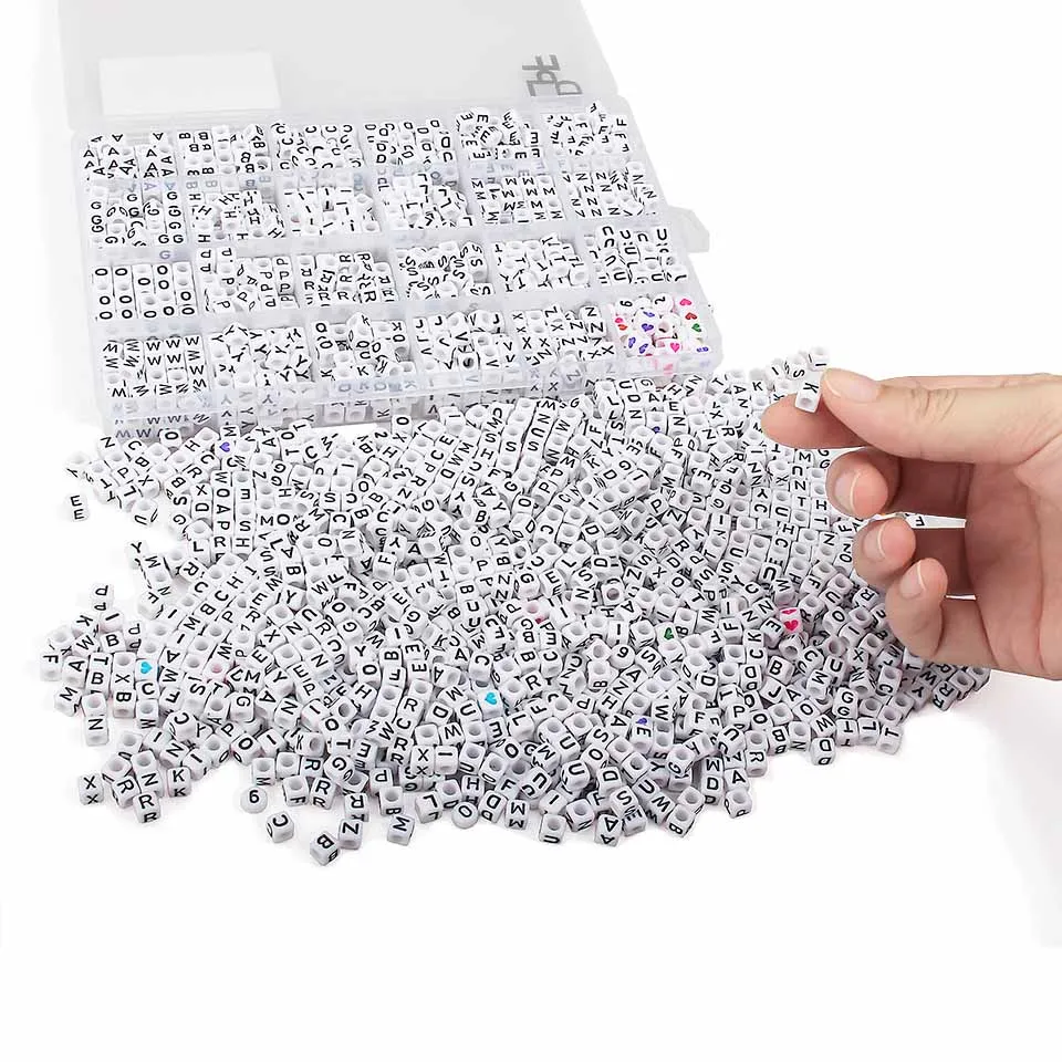 1400 PCS Alphabet Perles VSCO 6mm Blanc Cube Acrylique Perles Anglais Lettre Perles pour Bijoux DIY Faire Amitié Bracelets Colliers Cadeau