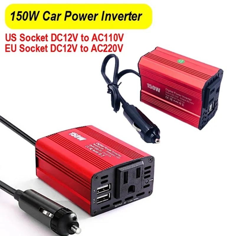 150W 자동차 전원 인버터 Inversor DC 12V to AC 110V / 220V 2.1A 듀얼 USB 포트 자동차 충전기 어댑터