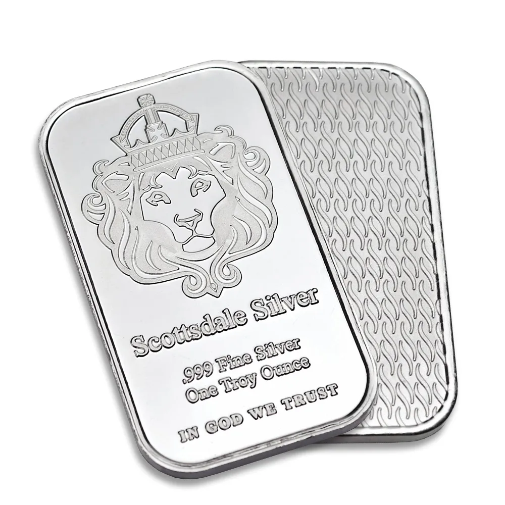 Autres arts et métiers - Scottsdale Silver 999 Fine Silver One Troy Once 1 Bars Bullion In God We Trust Coin avec vitrine