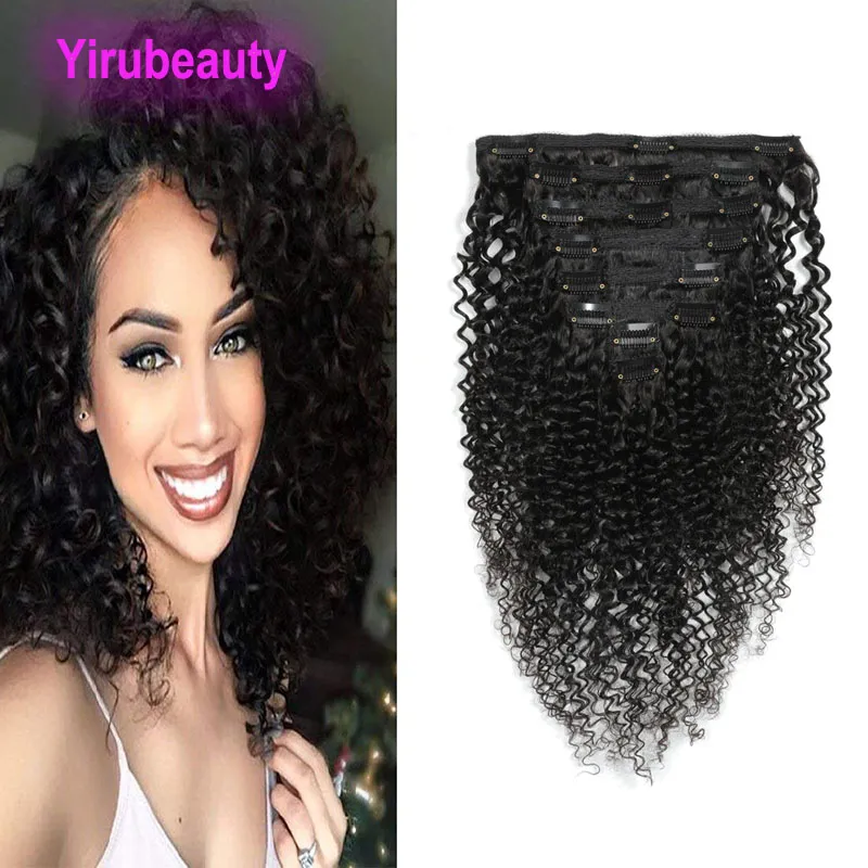 Clip brasileño del pelo de la Virgen en Kinky Curly 120g / lot Extensiones de cabello con clip rizado 100% Clor natural del cabello humano