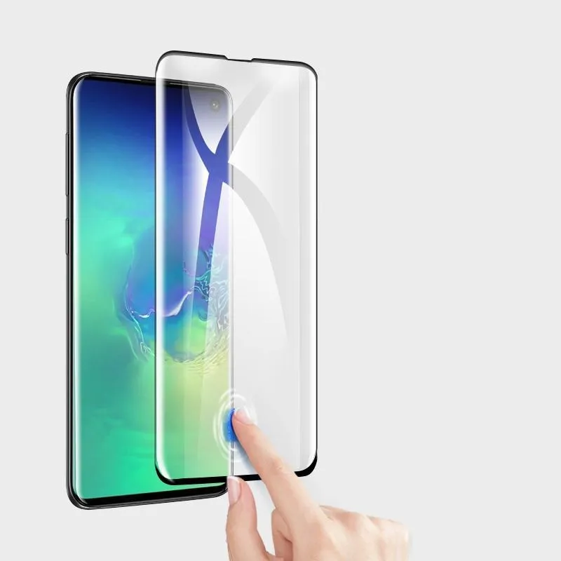 Destek Parmak İzi Kilidini 3D Kavisli Temperli Cam Ekran Koruyucu Samsung Galaxy S10 S10 Artı 400 adet / grup