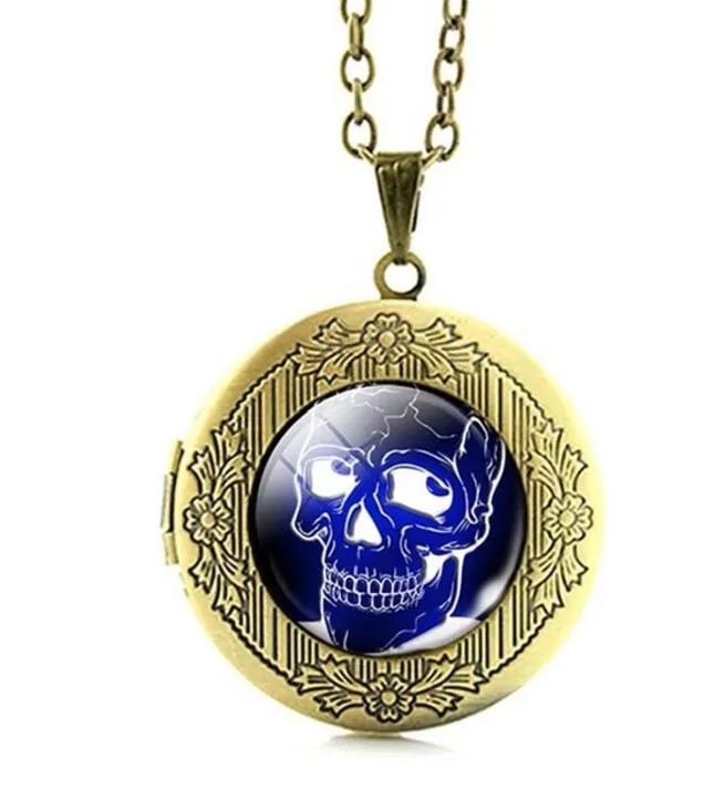 Fashion-gifts Nightmare Before Christmas Locket Necklace art Jack Skellington punk skeleton skull pendant jewelry Free Shipping