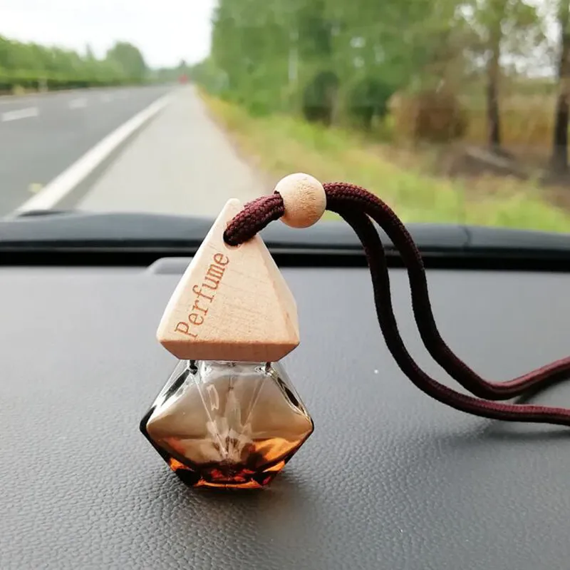 Bouteille de parfum de voiture marron suspendu désodorisant pour diffuseur d'huile essentielle parfum bouteille en verre vide DHL gratuit