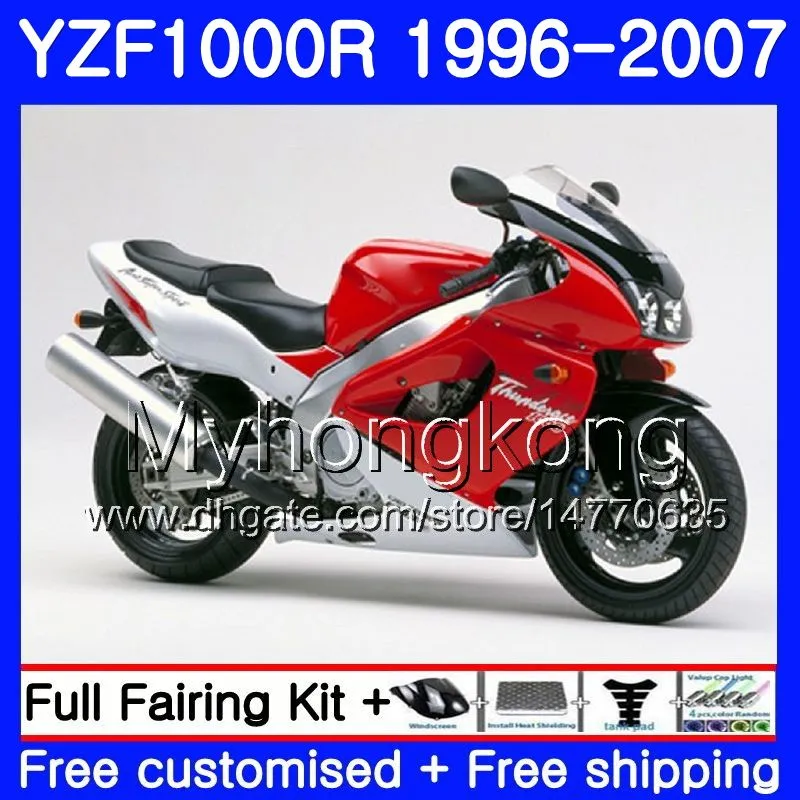 Kropp för Yamaha Thunderace YZF1000R 96 97 98 99 00 01 238HM.5 YZF-1000R YZF 1000R Röd Silvery Hot 1996 1997 1998 1999 2000 2001 Fairings Kit