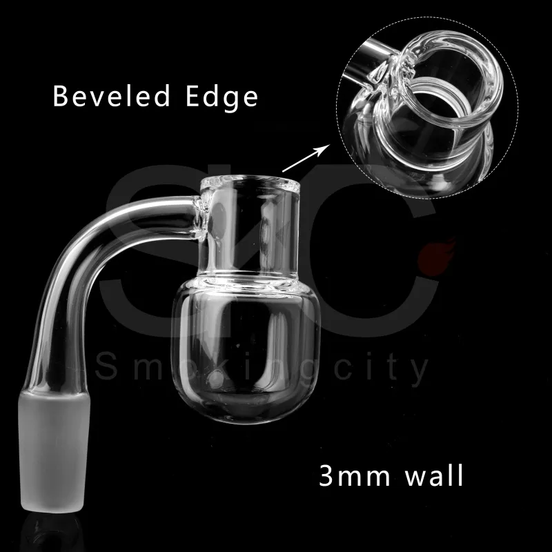 Borde biselado de humo XXL Splah Guard Parte inferior redonda Cuarzo banger con junta científica 10 mm 14 mm 18 mm Hembra / Macho Banger Nail para plataforma petrolera