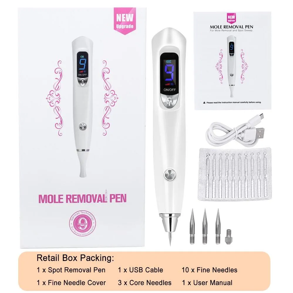 Skin Care 9 Level Tattoo Freckle Mole Removal Plasma Pen Skin Tag Dark Spot Remover Mole Removal Machine Health Device Home Salon