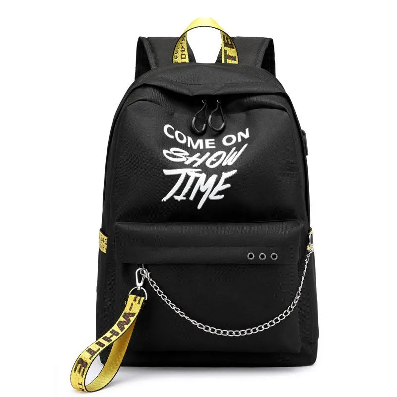 Zaino Hip Hop USB Off Fashion Borse da donna bianche Borsa da studente di grande capacità di alta qualità Zaini da viaggio casual