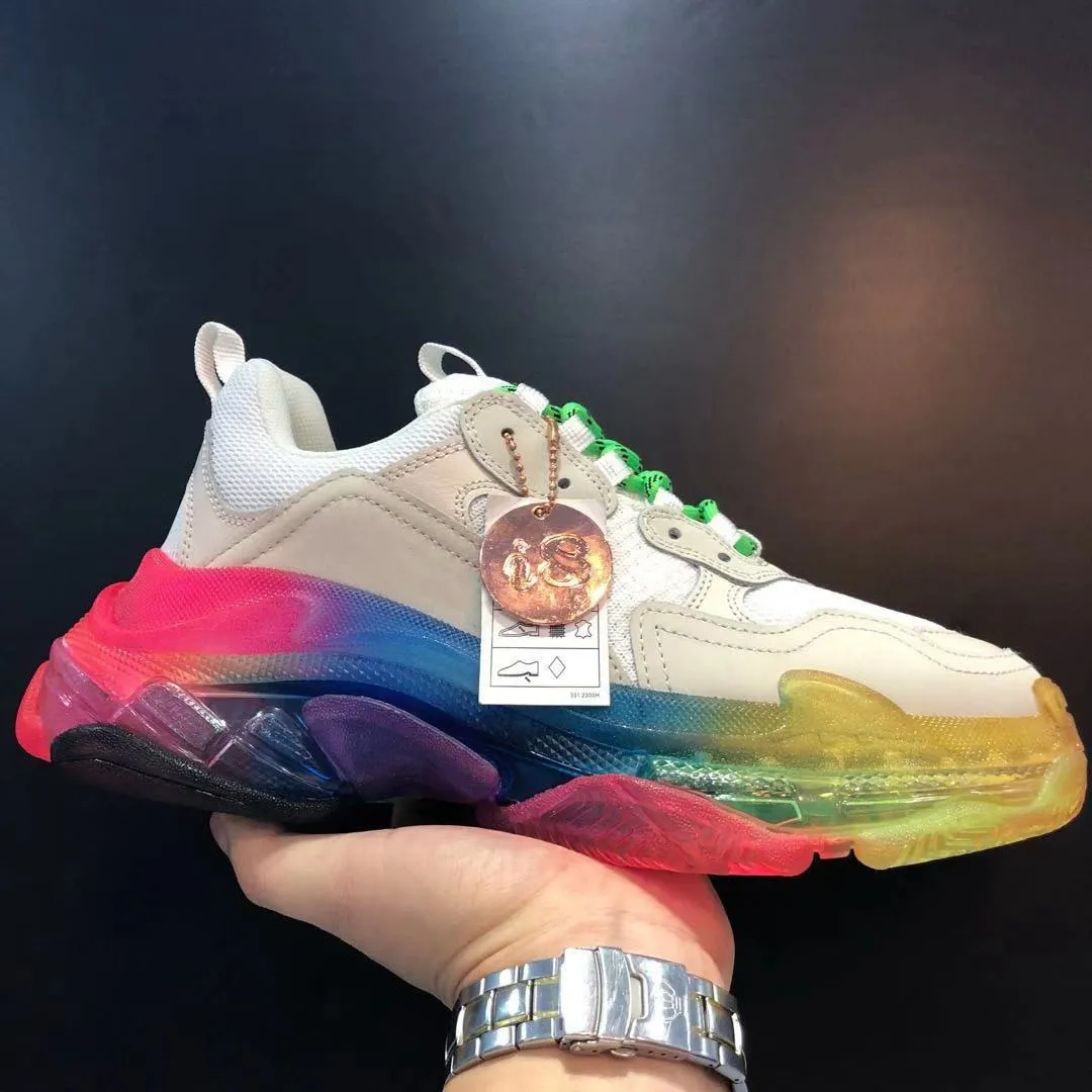 Scarpe Da Ginnastica A Tripla Piattaforma Scarpe Triple S Colorate Sneaker Con Suola Trasparente Scarpe Casual In Pelle Da Donna Chaussures Da 45 21 DHgate