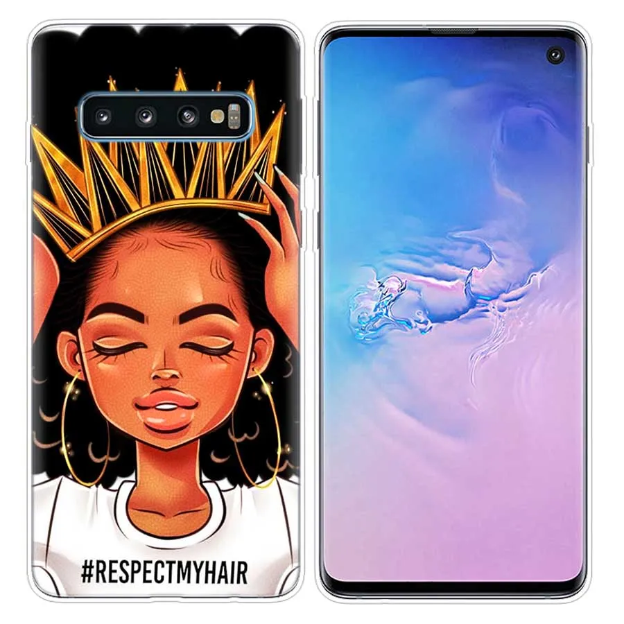 For Samsung Phone Case Cases Black Girl Fashion Soft Coque Funda Cover