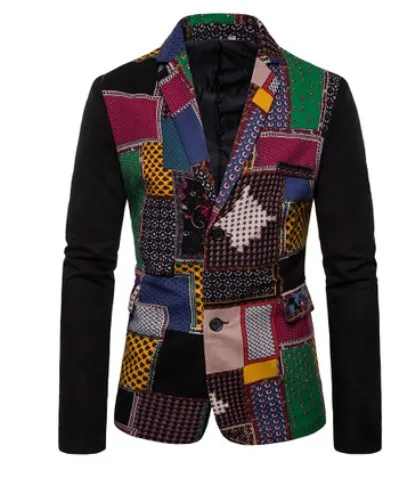 Designer-Herren-Blazer im afrikanischen Ethno-Stil, bedruckt, Patchwork-Jacken, Herren-Bühnenjacke, elegante Hochzeit, Herren-Blazer, Veste, Kostüm, Homme