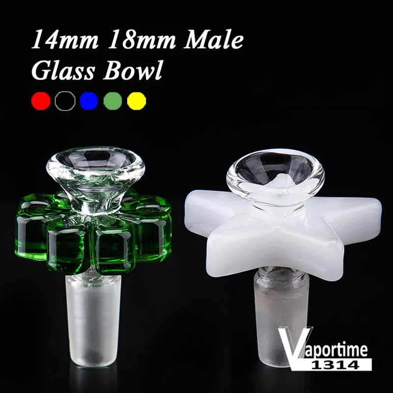 Glass Smoking Accessories Bowl 14mm 18mm Male Joint Dry Herb 14.4mm 18.8mm Tool Star Holder Bongs Pipe Dab Rigs 673