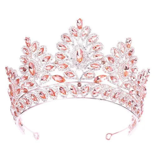 Luxury Crystal Princess Bridal Tiara Crown Silver, Rose Gold Luxury Crystal Princess Bridal Tiara Crown Silver, Rose Gold