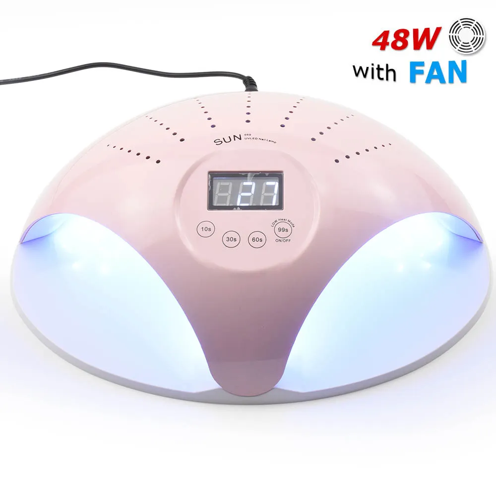 Sun 48W Dual UV LED Nail Lamp Dryer 22 LED Asciuga unghie per tutti i gel con pulsante anni '30 / '60 Tutto per unghie con lampada per manicure