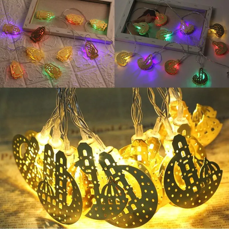 Eid Mubarak LED String Lights - Ramadan Decorations, Moon & Castle ...