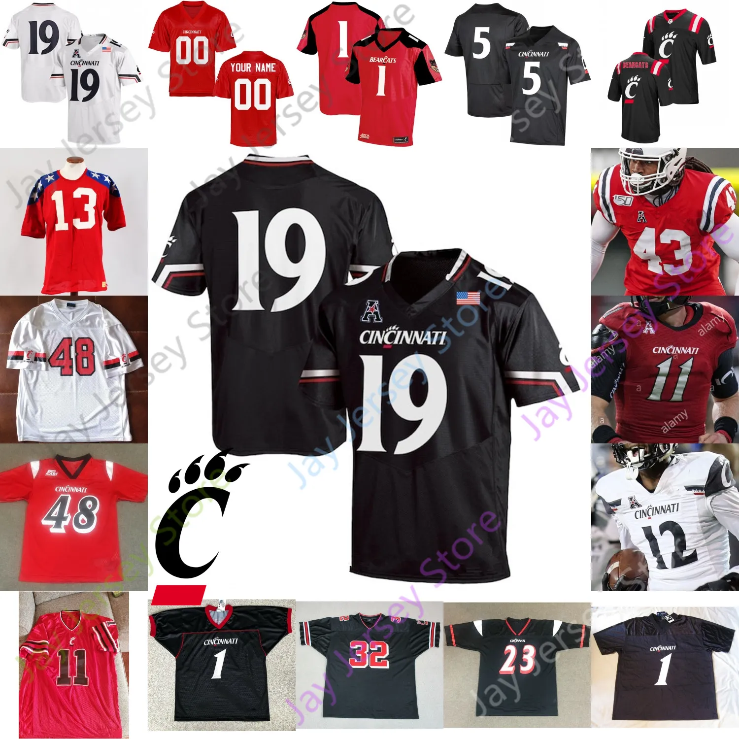 Maglia da calcio Cincinnati Bearcats NCAA College Josiah Deguara Malik Vann Gerrid Doaks Ethan Tucky Kahlil Lewis Travis Kelce Desmond Ridder