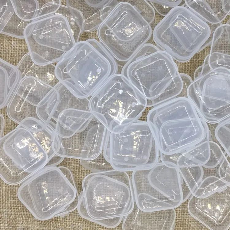 1000 pièces Mini plastique transparent petite boîte bijoux bouchons d'oreilles boîte de rangement conteneur perle maquillage clair organisateur cadeau