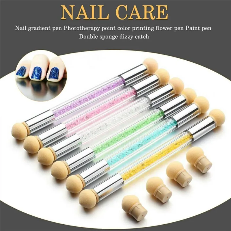 Gradiënt nail art borstels sponzen ombre ontwerpen gel nagellak glitter poeder schilderen tekenen acryl manicure gereedschap