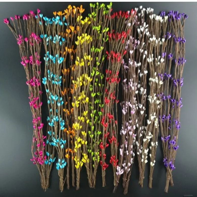 100pcs Cheap 40cm Bud Artificial Branches Flower Iron Wire For Wedding Decoration DIY Scrapbooking Decorative Wreath Fake Flowers