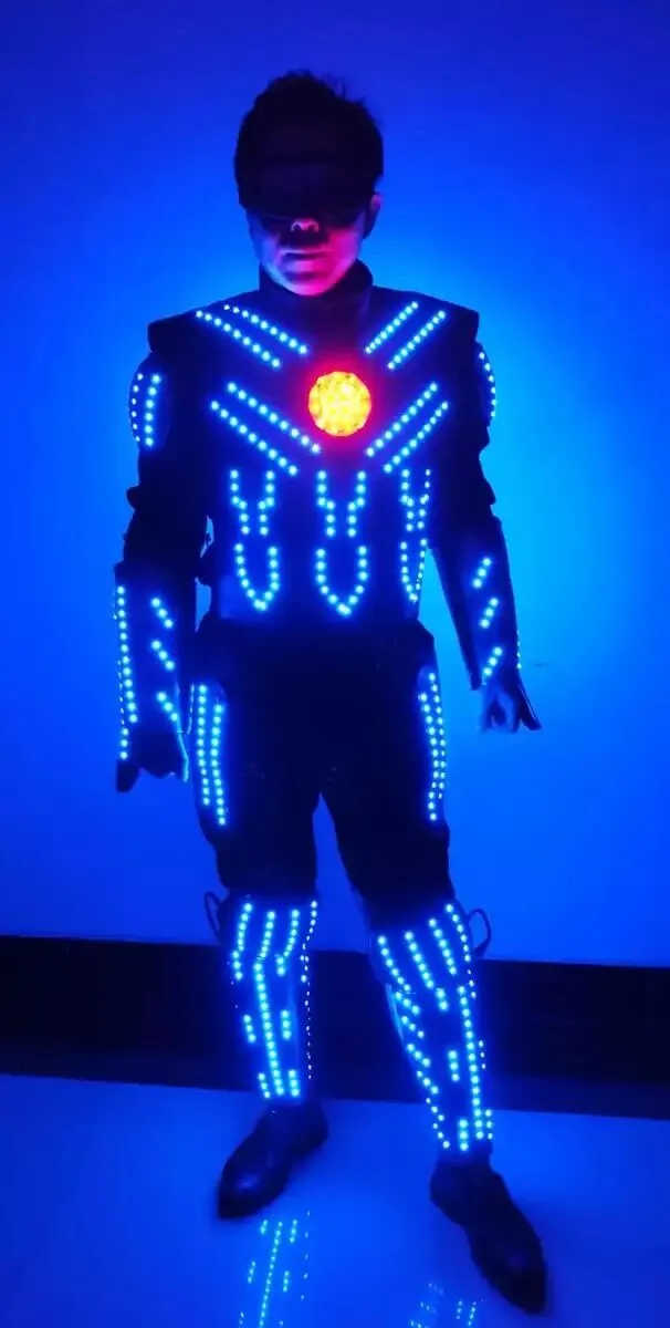 LED-Leuchtkleidung, US-Kapitän-Laserroboter-Leistungskleidung, elektrooptisch leuchtende Rüstungskleidung