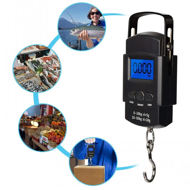 Wholesale 50Kg/10g Portable Luggage Fishing Scale With Tape