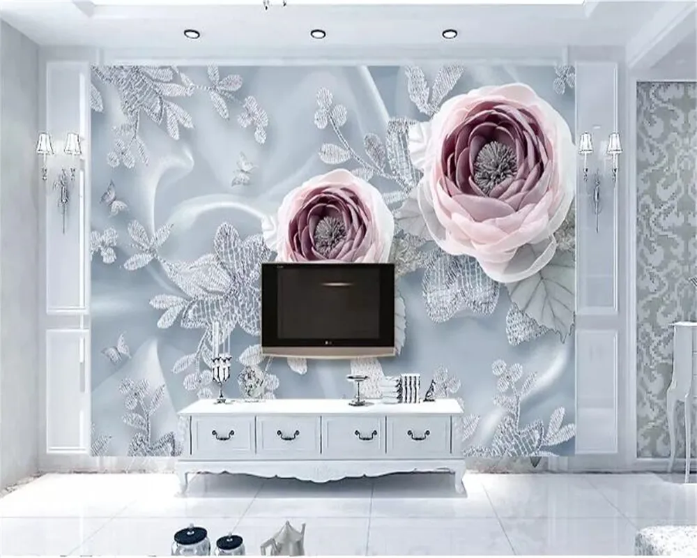 Обои Beibehang для стен 3 D Papele de Parede 3D шелковые кружева цветы роскошный телевизор фон стены дома украшения обои 3d