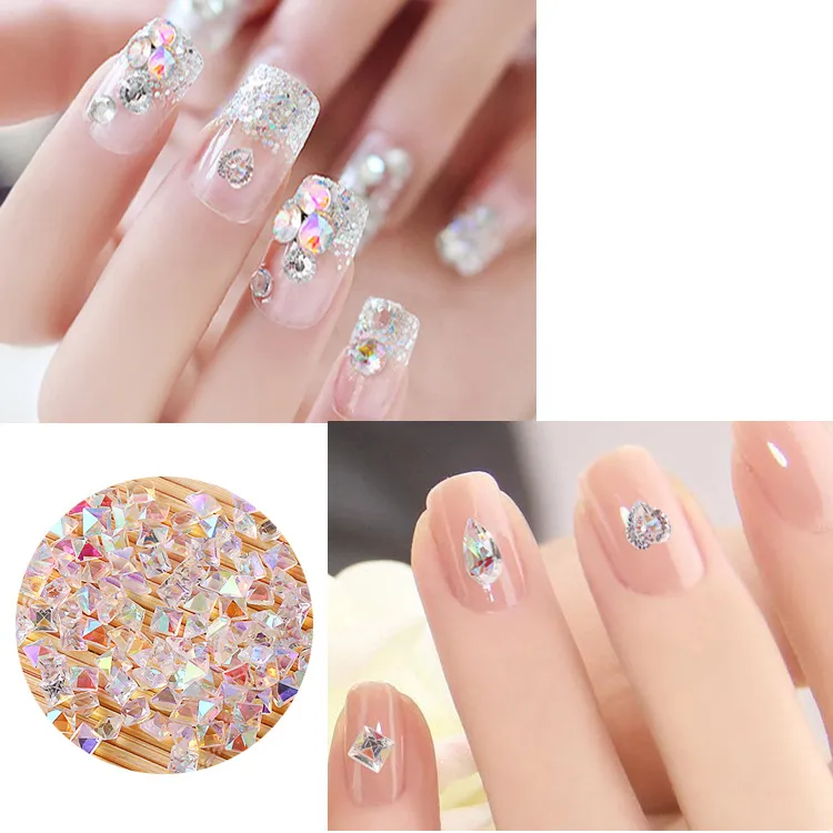 Tamax NA042 Crystal Round Heart Nail Art Set 6 Styles With Strass