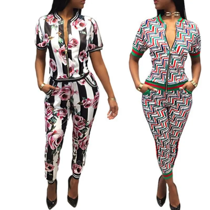 Women 'S Set Casual Tracksuit Two Pieces Printing Set Short Sleeve Sweatshirt Tops +Pants Set Suits Size S-2XL