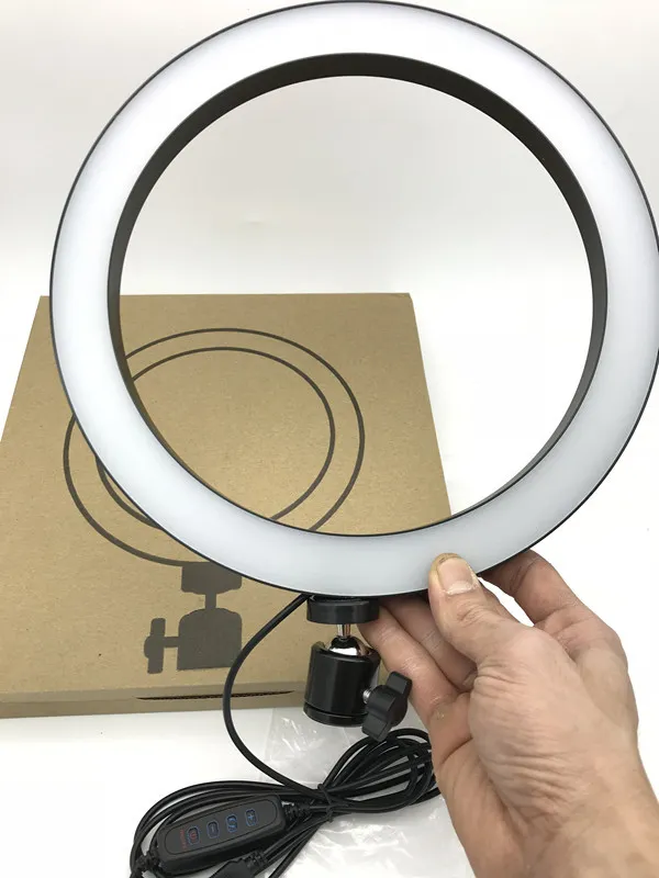 DHgate Photography LED Selfie Ring Light 16 26cm three speed Stepless Lighting Dimmable With Cradle Head For Makeup Video Live Studio Cameras Photo