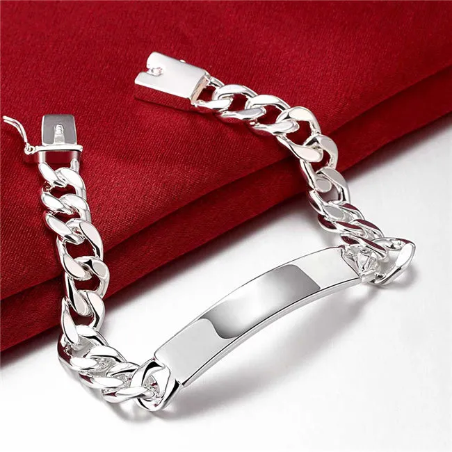 Premium Mens 925 Sterling Silver Chain Link Bracelet
