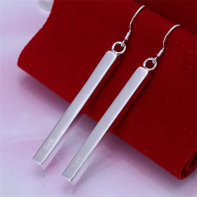 Brand New Mulheres Sterling Silver Brincos Straight SDSE002, Moda 925 Prata Dangle Candelabro Brincos Melhor Presente