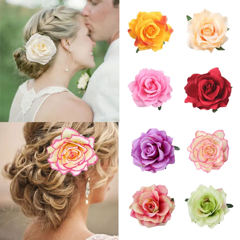 Forcina per capelli da donna/damigella d'onore, fiore di rosa, fermagli per capelli, spilla, copricapo per feste di matrimonio, feste per ragazze, festival, accessori per capelli