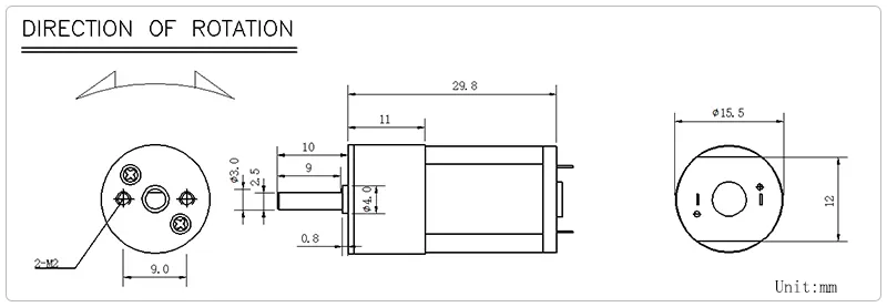 size of gear motor